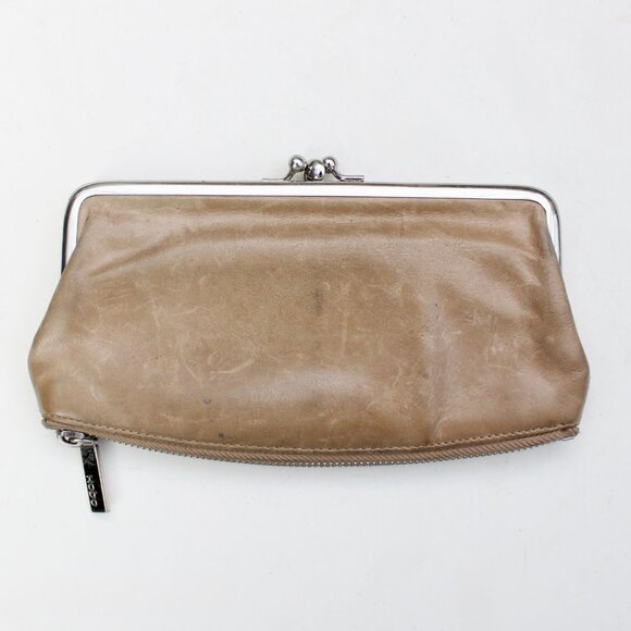 Hobo International Millie Clutch Tan Leather Kiss-Lock Closure Purse Handbag - Picture 2 of 8